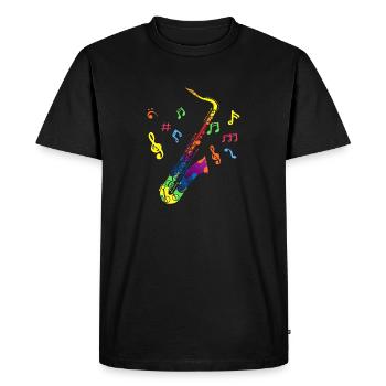 Saxophone Saxophone Musique Instrument de musique Band Partitions - T-shirt Premium bio Homme - noir - Devant - Nico (187cm)