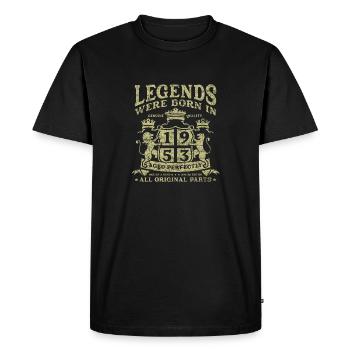 Les légendes sont nées en 1953 - T-shirt Premium bio Homme - noir - Devant - Nico (187cm)