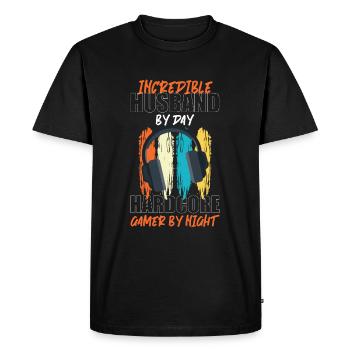 Gamer Player Game League - Men's Premium Organic T-Shirt - black - Front - Nico (187cm)