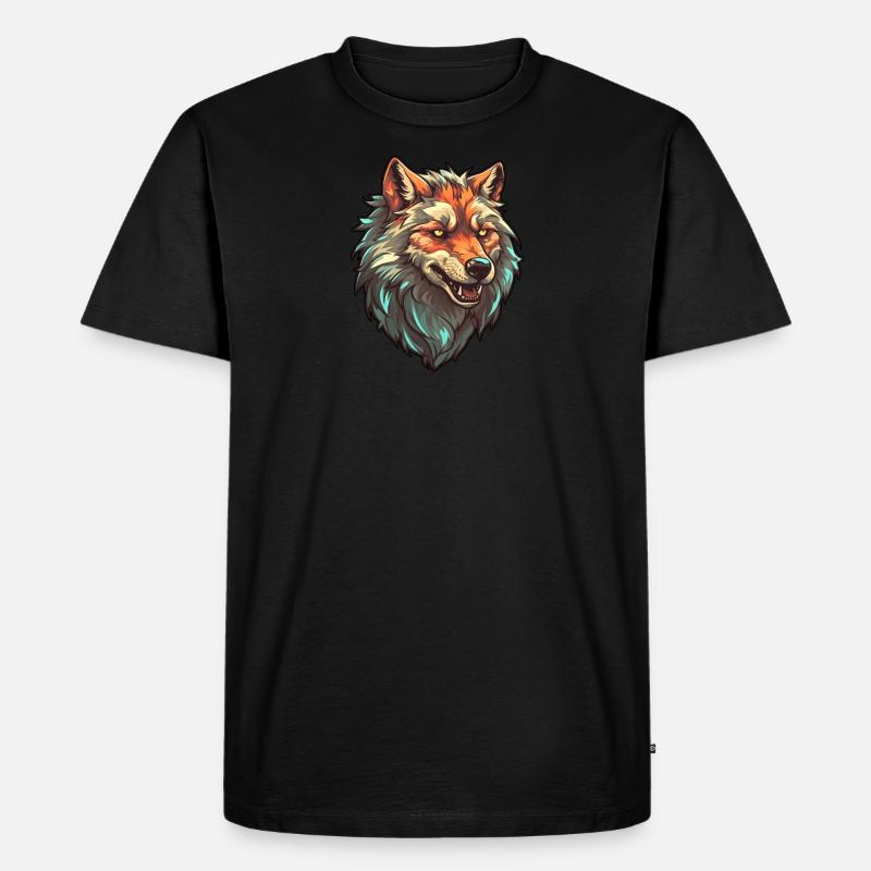 Wolf Fenrir - Männer Premium Bio T-Shirt - Schwarz