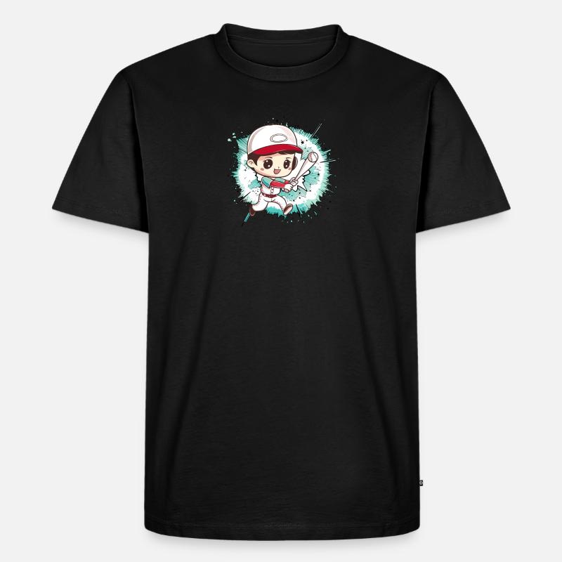 Baseball Baseballspieler - Männer Premium Bio T-Shirt - Schwarz