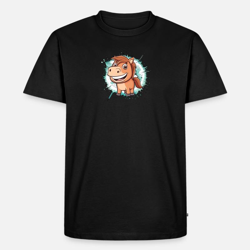 Pferde Pferdekopf Sattel - Männer Premium Bio T-Shirt - Schwarz
