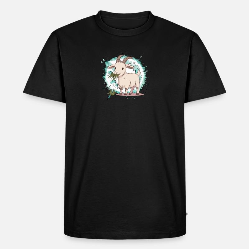 Ziege Steinbock Ziegen - Männer Premium Bio T-Shirt - Schwarz