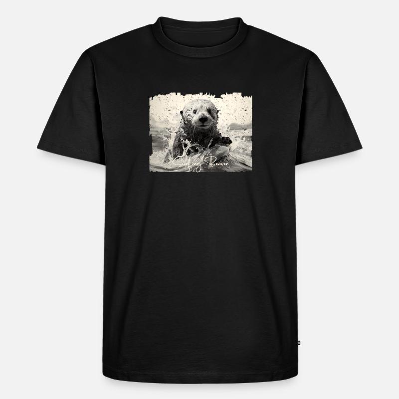 Surfender Seeotter - Männer Premium Bio T-Shirt - Schwarz