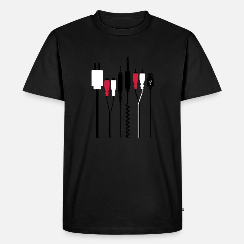 Audio und Strom Stecker - Männer Premium Bio T-Shirt - Schwarz