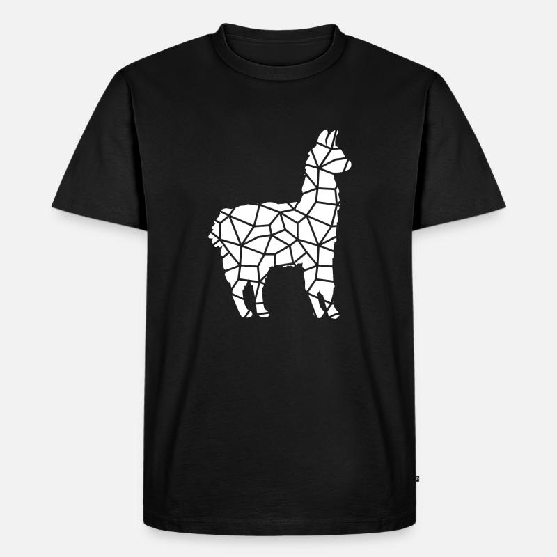 Lama - Männer Premium Bio T-Shirt - Schwarz