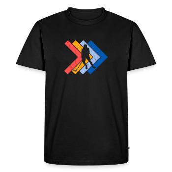 Retro Floorball Spieler Motiv Unihockey - Männer Premium Bio T-Shirt - Schwarz - Vorne - Nico (187cm)