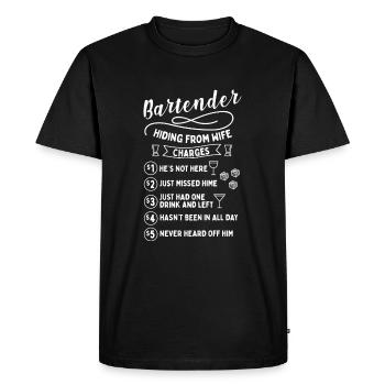 Barman Caché Bar à cocktails Humour - T-shirt Premium bio Homme - noir - Devant - Nico (187cm)