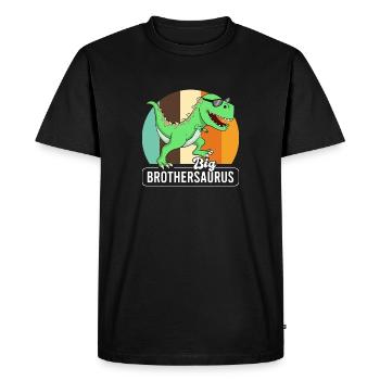 Big Brothersaurus Retro Dinosaur Brother Dino - Männer Premium Bio T-Shirt - Schwarz - Vorne - Nico (187cm)