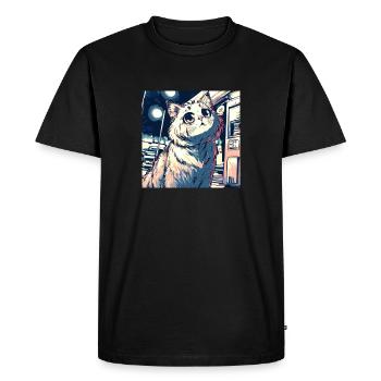 Cat Manga - T-shirt Premium bio Homme - noir - Devant - Nico (187cm)