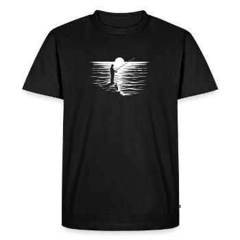 Angler on a cliff - Men's Premium Organic T-Shirt - black - Front - Nico (187cm)