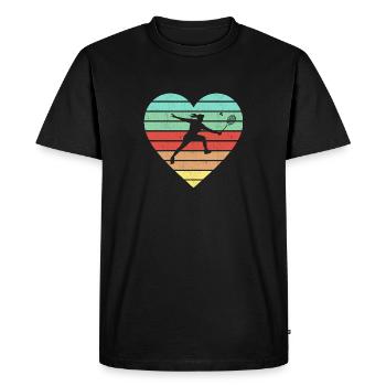 Badminton Vintage Heart Badminton Retro Women - Men's Premium Organic T-Shirt - black - Front - Nico (187cm)