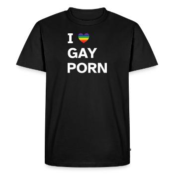 J’aime le porno gay | | d’humour Orgueil - T-shirt Premium bio Homme - noir - Devant - Nico (187cm)