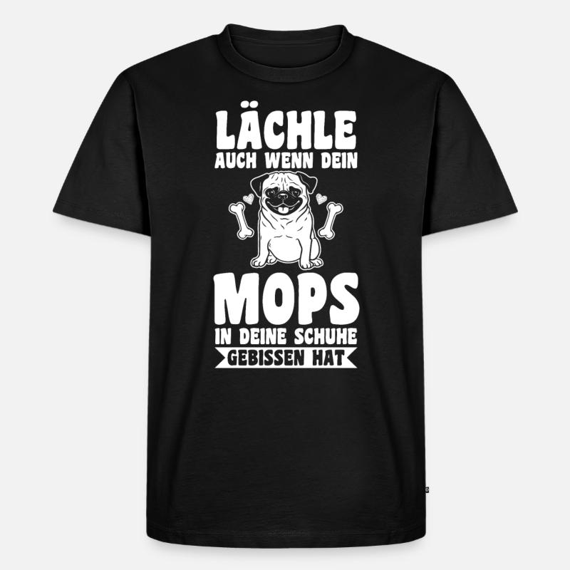 Hund Mops - Männer Premium Bio T-Shirt - Schwarz