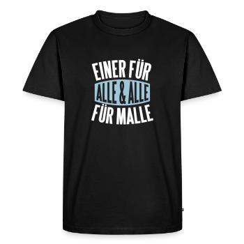 Mallorca: Einer für alle und alle für Malle - Männer Premium Bio T-Shirt - Schwarz - Vorne - Nico (187cm)