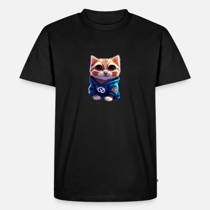 Bébé chat avec pull - T-shirt Premium bio Homme - noir