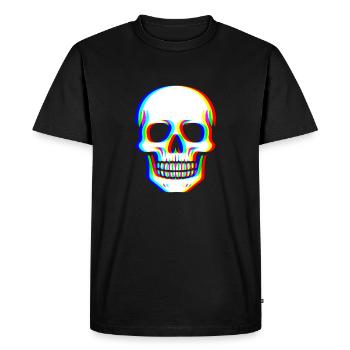 Crâne Glitch - Cyber Art - T-shirt Premium bio Homme - noir - Devant - Nico (187cm)