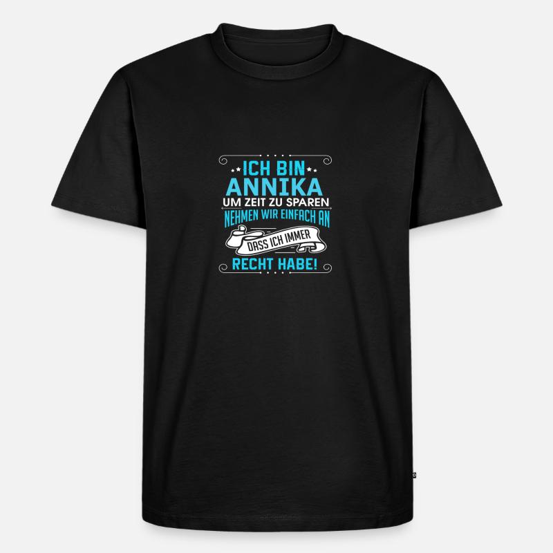 ANNIKA - Männer Premium Bio T-Shirt - Schwarz