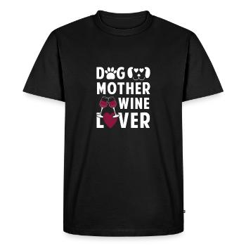 Dog mother wine lover - Men's Premium Organic T-Shirt - black - Front - Nico (187cm)