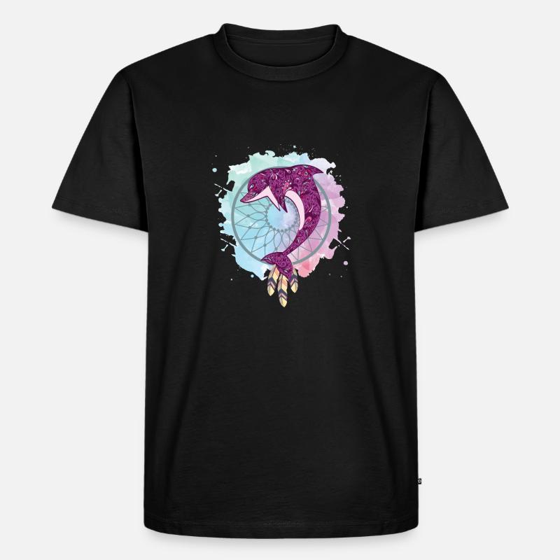 Traumfänger Delfin - Männer Premium Bio T-Shirt - Schwarz