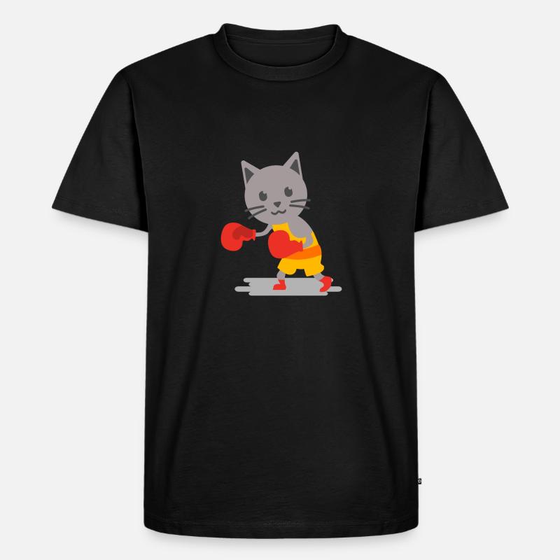 Boxende Katze - Männer Premium Bio T-Shirt - Schwarz