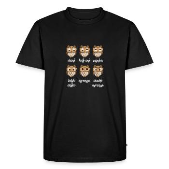 Différentes humeurs du hibou de café - T-shirt Premium bio Homme - noir - Devant - Nico (187cm)