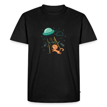 Ufo alien cat abduction - Men's Premium Organic T-Shirt - black - Front - Nico (187cm)