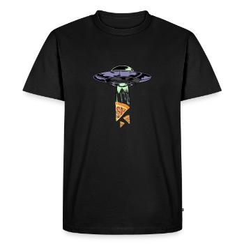 Ufo Alien Pizza Abduction - Men's Premium Organic T-Shirt - black - Front - Nico (187cm)