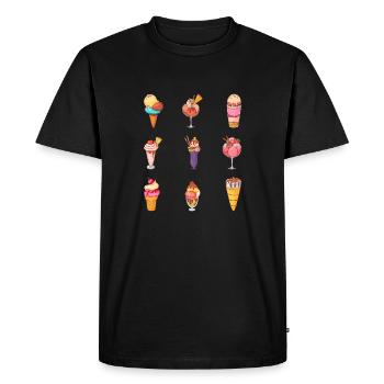 Crème glacée, crème glacée, crème glacée, crème glacée, boule, crème glacée, sundae - T-shirt Premium bio Homme - noir - Devant - Nico (187cm)