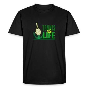 Tennis is Life - Men's Premium Organic T-Shirt - black - Front - Nico (187cm)