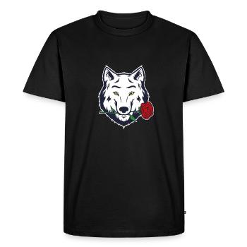 Cadeau de loup-garou blanc rose loup Casanova - T-shirt Premium bio Homme - noir - Devant - Nico (187cm)