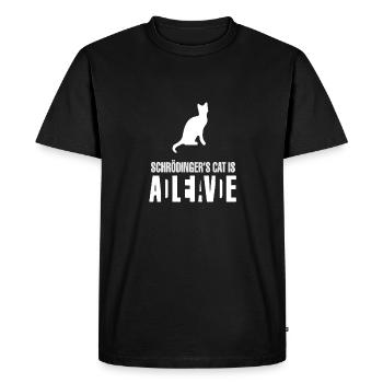 Le chat de Schrödinger est Alive Dead - T-shirt Premium bio Homme - noir - Devant - Nico (187cm)