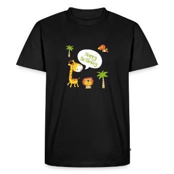 Joyeux anniversaire joyeux anniversaire - T-shirt Premium bio Homme - noir - Devant - Nico (187cm)