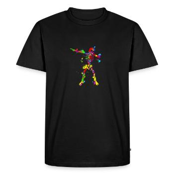 Neon Dab Dabbing Skeleton 80s 80s Dab Dance - Men's Premium Organic T-Shirt - black - Front - Nico (187cm)