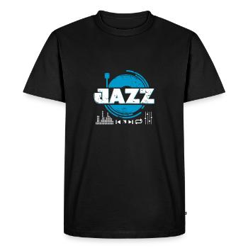 Jazz record player gift Christmas - Men's Premium Organic T-Shirt - black - Front - Nico (187cm)