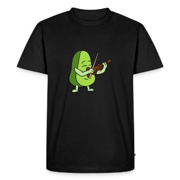 Avocado Playing The Violin - Men's Premium Organic T-Shirt - black - Front - Nico (187cm)