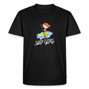 SUP Girl Le SUP Shirt pour les filles, les femmes filles - T-shirt Premium bio Homme - noir - Devant - Nico (187cm)