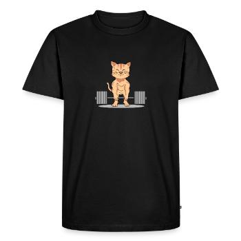 Cats weight lifting dumbbell bodybuilding gift - Men's Premium Organic T-Shirt - black - Front - Nico (187cm)