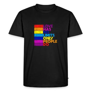 Love knows no bounds Pride Pride CSD - Men's Premium Organic T-Shirt - black - Front - Nico (187cm)
