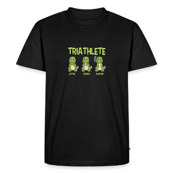 Triathlete Dinosaur T-Rex Eating Game Sleep - Men's Premium Organic T-Shirt - black - Front - Nico (187cm)