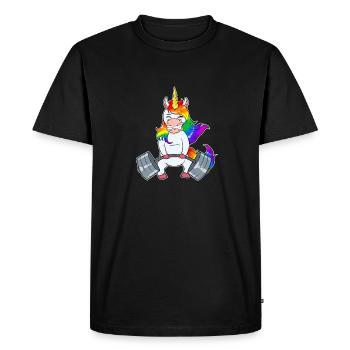 Body building unicorn muscle building dumbbell workout - Men's Premium Organic T-Shirt - black - Front - Nico (187cm)