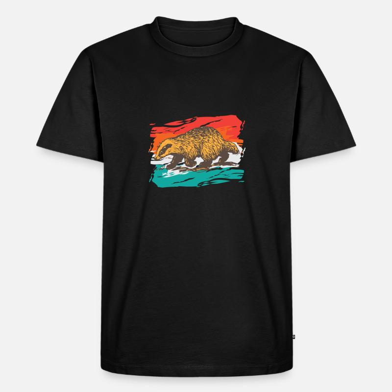 Bunter Retro Dachs - Männer Premium Bio T-Shirt - Schwarz