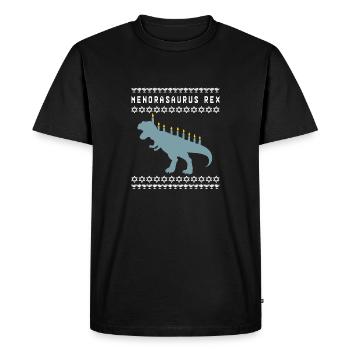 Menora t-Rex Judaism dinosaur dino gift - Men's Premium Organic T-Shirt - black - Front - Nico (187cm)