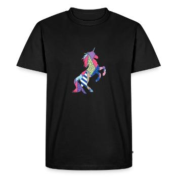 Unicorn Lover Geometric Print Animal Funny Gift - Men's Premium Organic T-Shirt - black - Front - Nico (187cm)