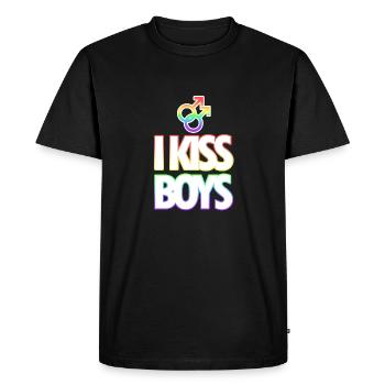 LGBT - Gay - Gay - I kiss boys - T-shirt Premium bio Homme - noir - Devant - Nico (187cm)