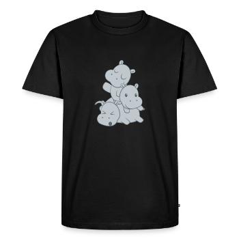 Hippopotame - Hippopotame - Hippopotame - Famille - T-shirt Premium bio Homme - noir - Devant - Nico (187cm)