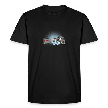 Funny anti streaming CD video cassette gift - Men's Premium Organic T-Shirt - black - Front - Nico (187cm)