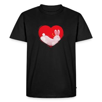 Bunny Rabbit Bunny Love Heart Pet Gift - Men's Premium Organic T-Shirt - black - Front - Nico (187cm)