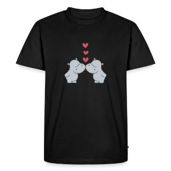Hippopotame - Hippopotame - Hippopotame - Couple - Coeur - T-shirt Premium bio Homme - noir - Devant - Nico (187cm)