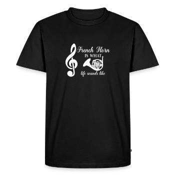 Waldhorn - French Horn - Hornist - Notenschlüssel - Männer Premium Bio T-Shirt - Schwarz - Vorne - Nico (187cm)